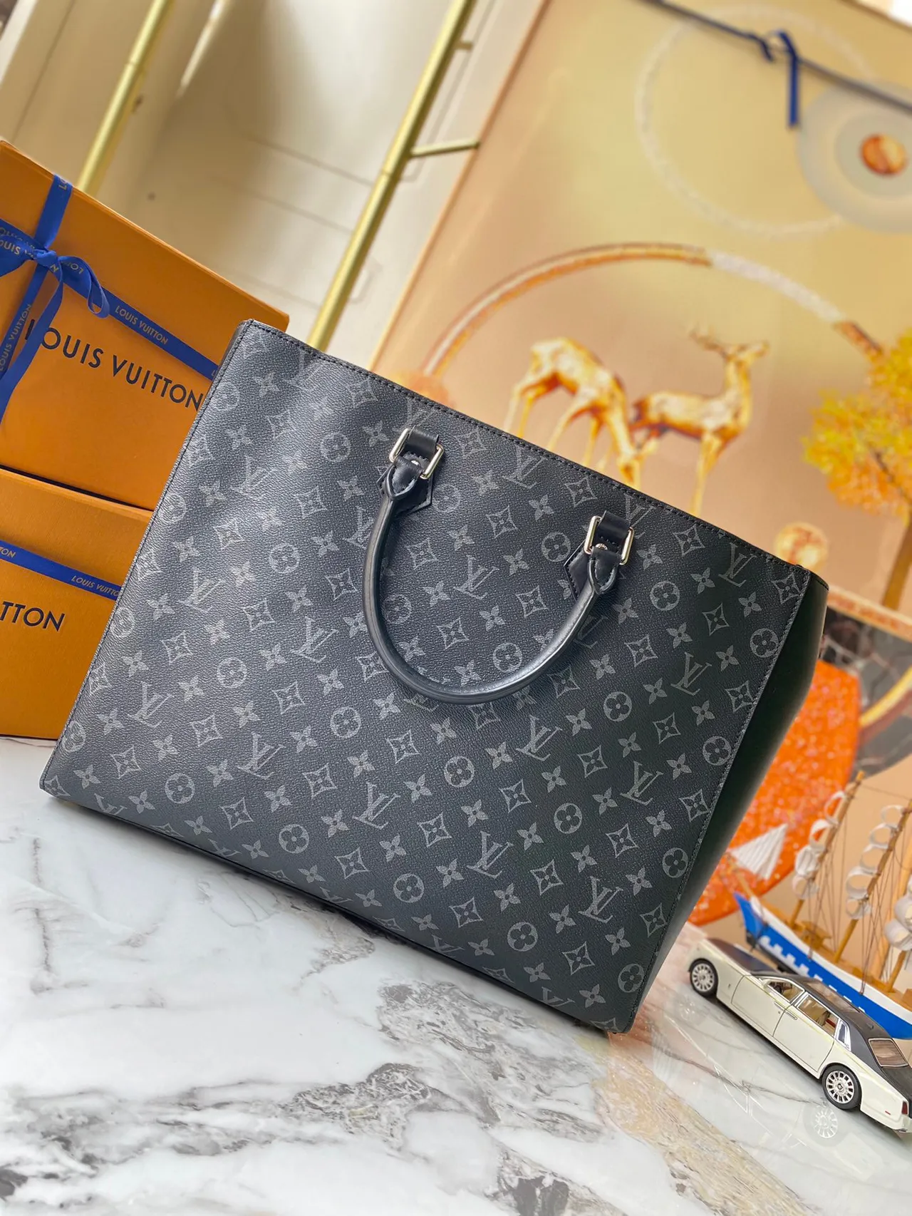 Louis Vuitton Neverfull Monogram sac tote gris 8