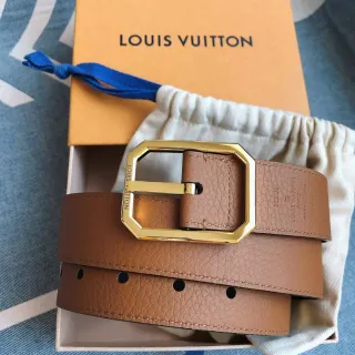 Louis Vuitton Octagon Belt তান চামড়া সোনার বাকল চামড়া বেল্ট