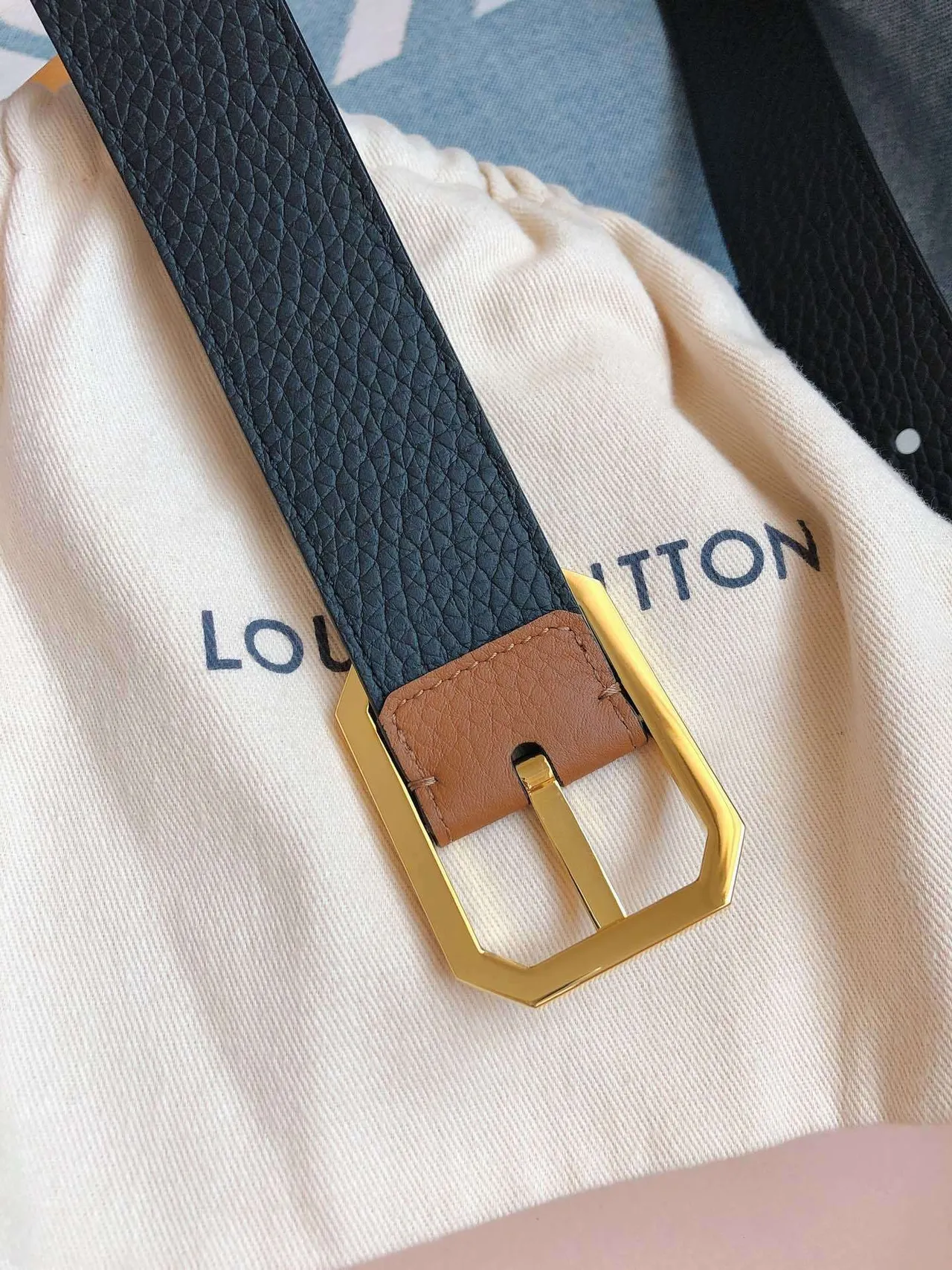 Louis Vuitton Octagon Belt তান চামড়া সোনার বাকল চামড়া বেল্ট 7