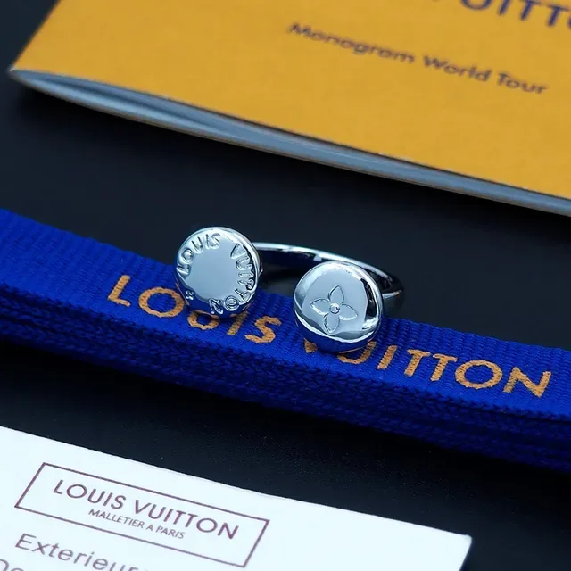 Louis Vuitton On the Go Engraved Dual-Disc Open-Band Ring 8