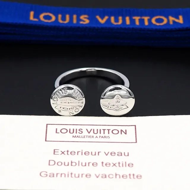 Louis Vuitton On the Go Engraved Dual-Disc Open-Band Ring 9