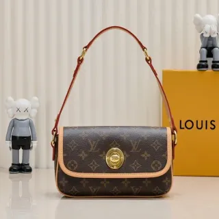 Louis Vuitton Petite Boîte Chapeau Monogram Canvas Tan Trim Underarm Bag