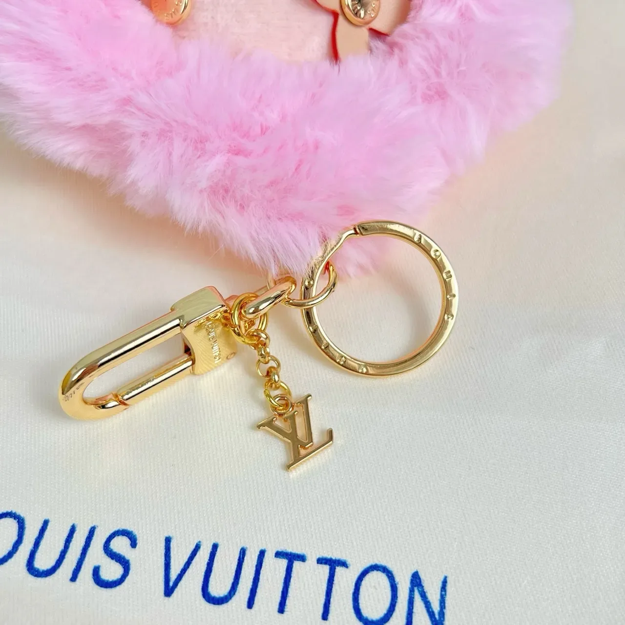Louis Vuitton Pink Beige Plush Fur Character-Shaped Crossbody Bag 2