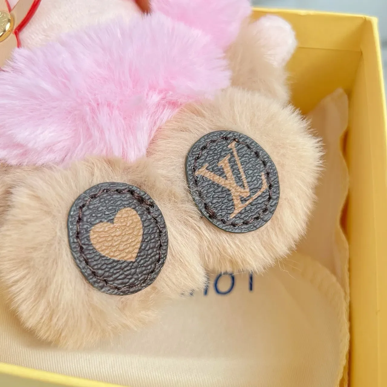 Louis Vuitton Pink Beige Plush Fur Character-Shaped Crossbody Bag 3