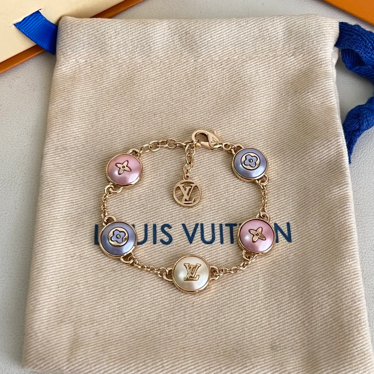 Louis Vuitton Pink Gold Chain Multi-Charm Bracelet 3