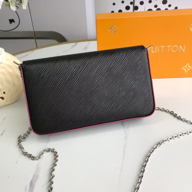 Louis Vuitton Pochette Accessoires Black Pink Structure Flap Epi Texture Cuir Envelope Clutch 9