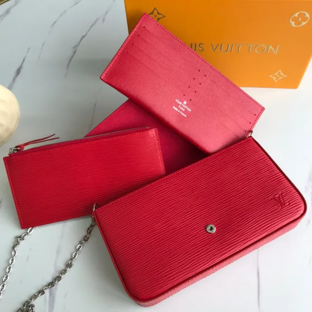 Louis Vuitton Pochette Accessoires Black Pink Structure Flap Epi Texture Cuir Envelope Clutch 14