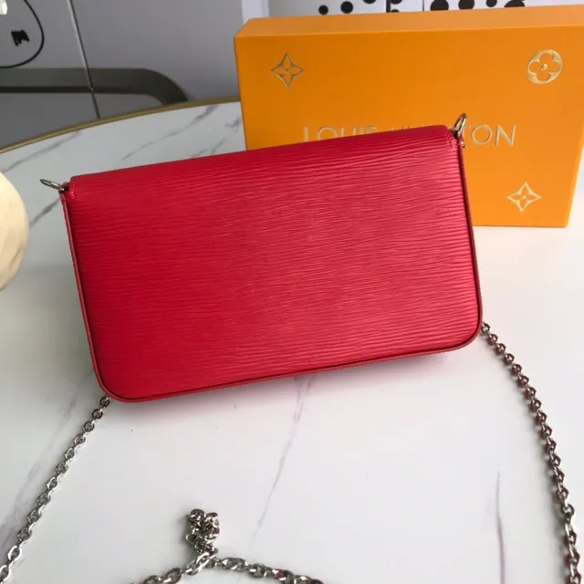 Louis Vuitton Pochette Accessoires Black Pink Structure Flap Epi Texture Cuir Envelope Clutch 18