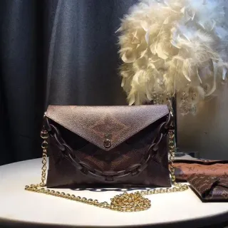 Louis Vuitton Pochette Metis Brown Gold Envelope Flap Monogram Canvas Handbag