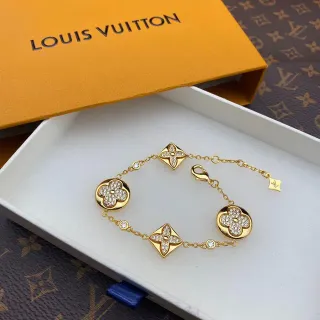 Louis Vuitton Pulseira Quatrefoil Pavé Cristal Dourado