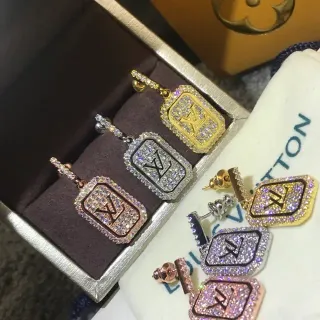 Louis Vuitton Rectangular Monogram Pavé Crystal Earrings