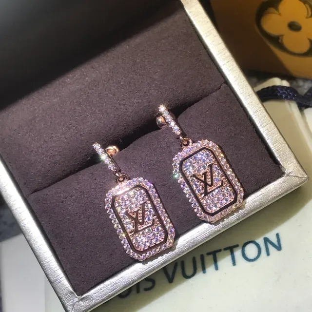 Louis Vuitton Rectangular Monogram Pavé Crystal Earrings 3
