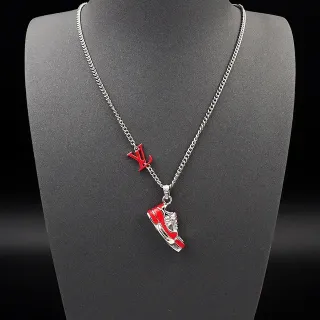 Louis Vuitton Red and Silver LV Monogram Sneaker Pendant Necklace