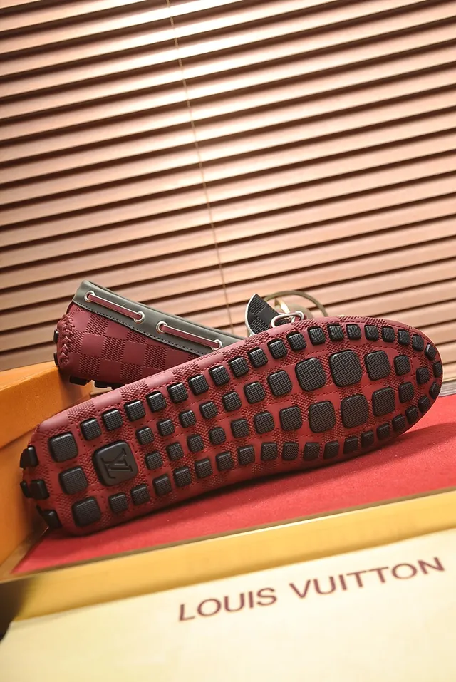 Louis Vuitton Red Black Damier Check Pattern Decorative Bow Laces Loafer 3