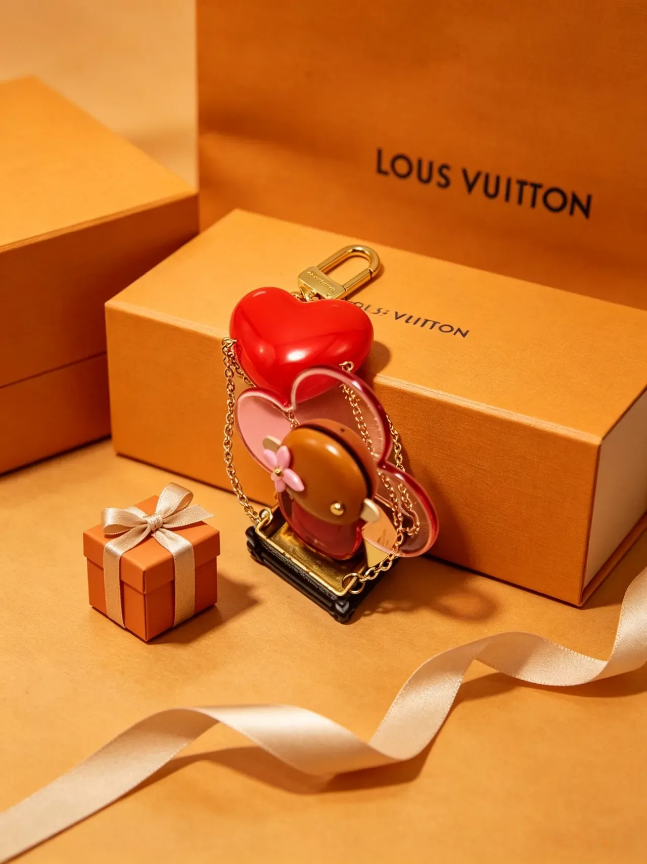Louis Vuitton Red Pink Glossy Resin Heart Flower Motif Handbag 3