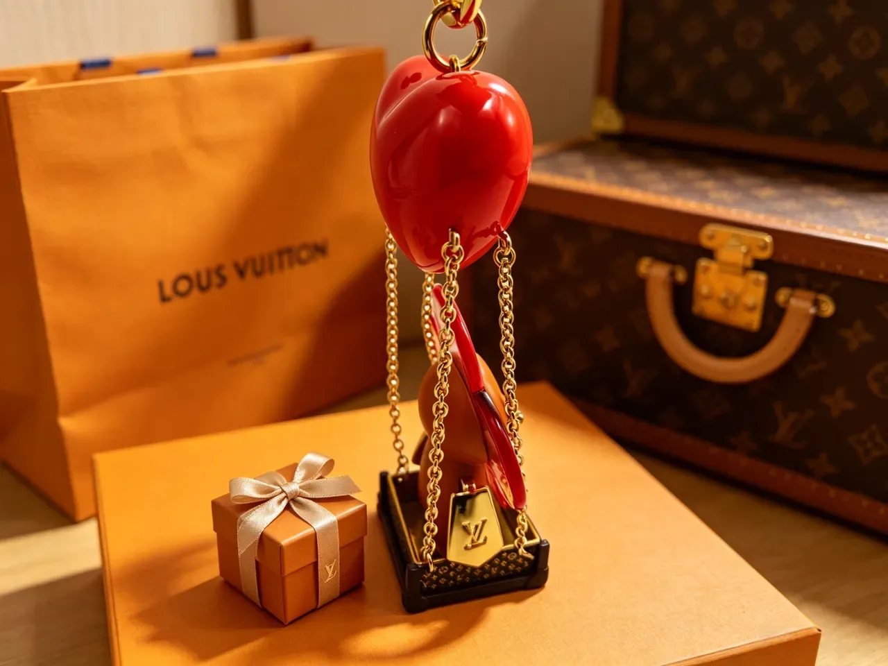 Louis Vuitton Red Pink Glossy Resin Heart Flower Motif Handbag 6