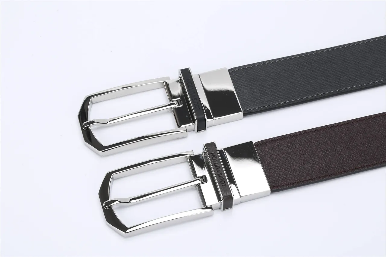 Louis Vuitton Reversible Buckle Black Textured Leather Belt 2