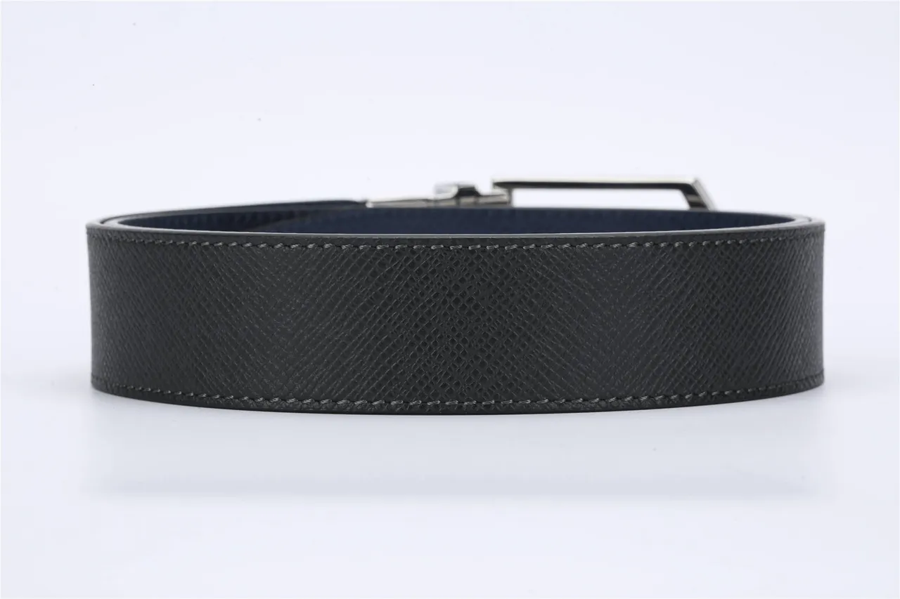 Louis Vuitton Reversible Buckle Black Textured Leather Belt 3