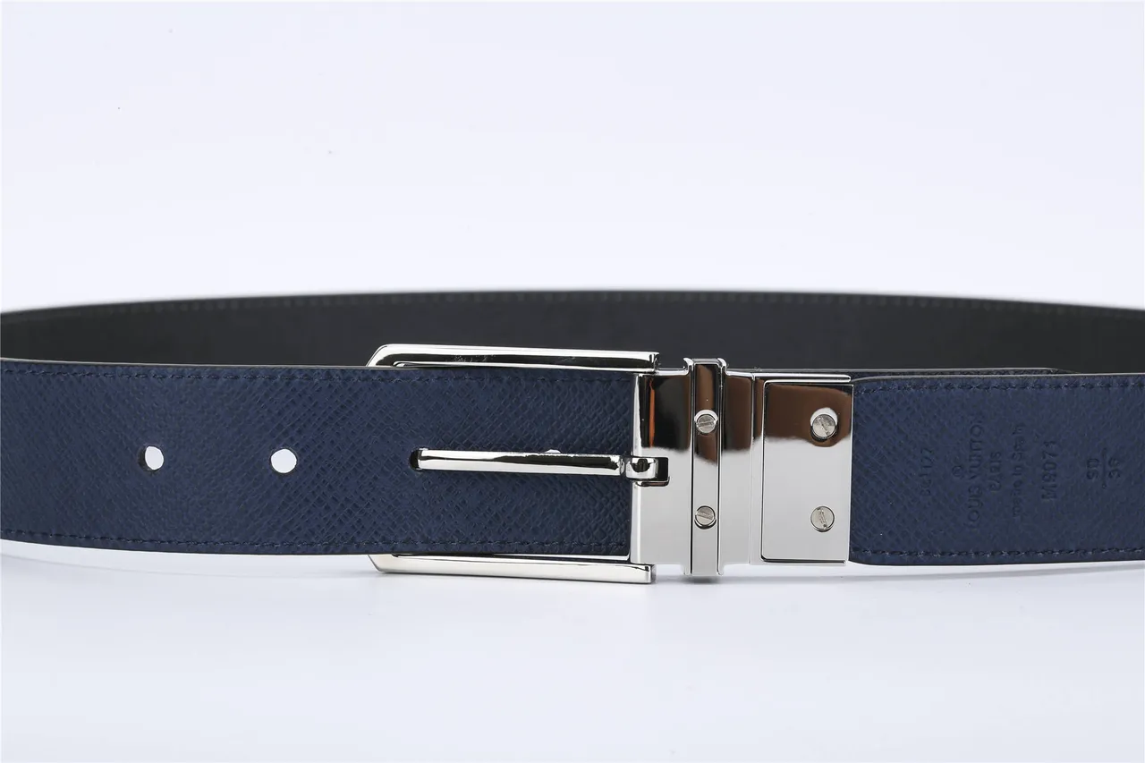 Louis Vuitton Reversible Buckle Black Textured Leather Belt 4