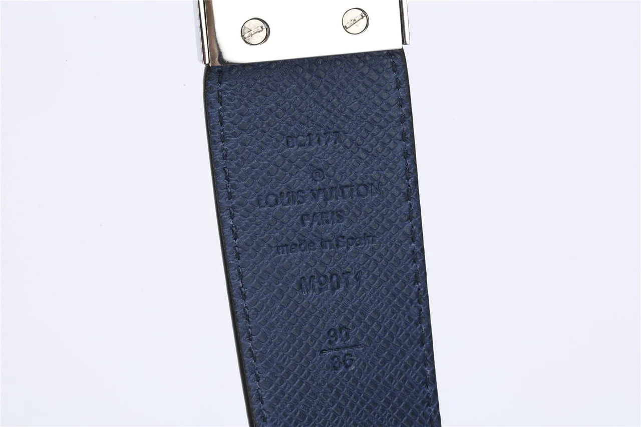 Louis Vuitton Reversible Buckle Black Textured Leather Belt 6
