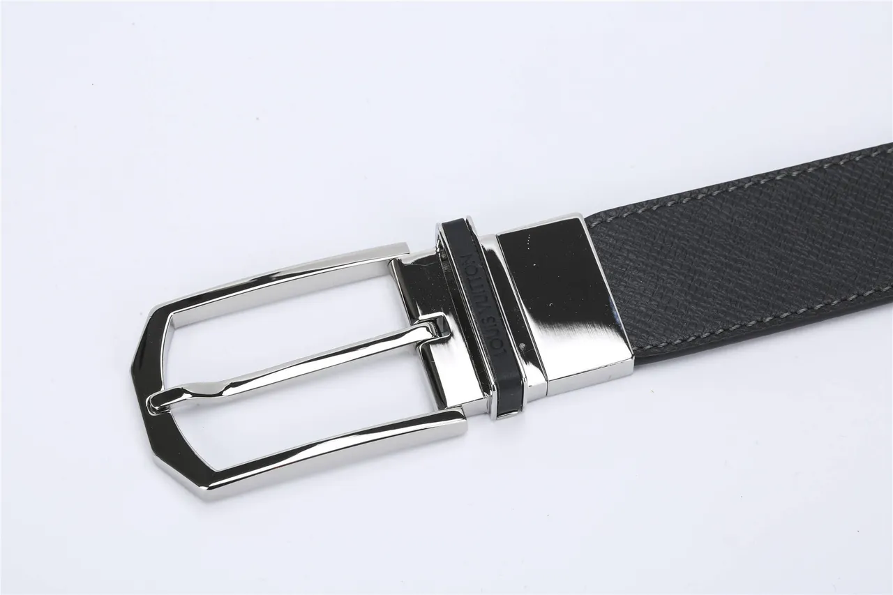 Louis Vuitton Reversible Buckle Black Textured Leather Belt 8