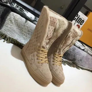 路易威登 Run Away 米白 印花 麂皮 羊毛内里 雪靴