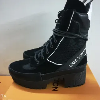 Louis Vuitton Run Away Black Mesh-Suede Ankle Boots