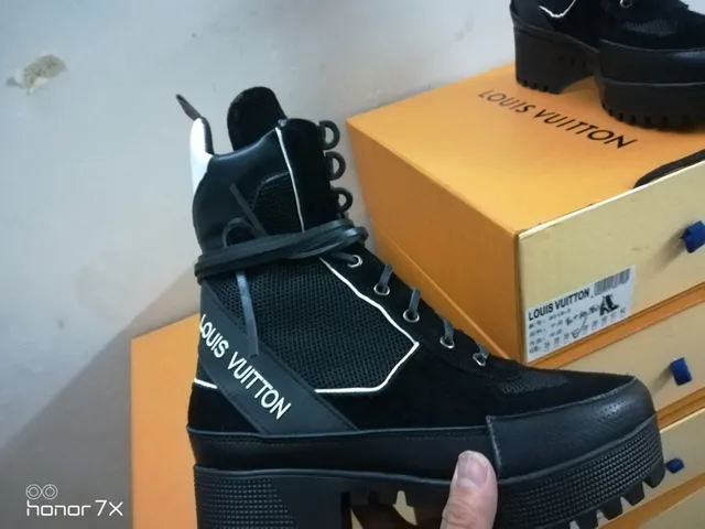 Louis Vuitton Run Away Black Mesh-Suede Ankle Boots 5