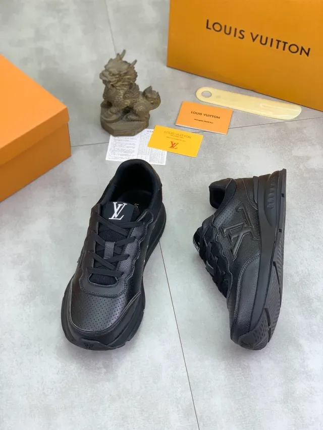 Louis Vuitton Run Away Black Perforated Leather Lifestyle Sneakers 5