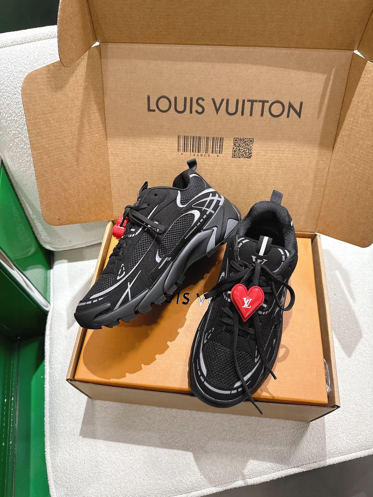 Louis Vuitton Run Away Black Red Mesh Upper Sculpted Sole Chunky Sneakers 3