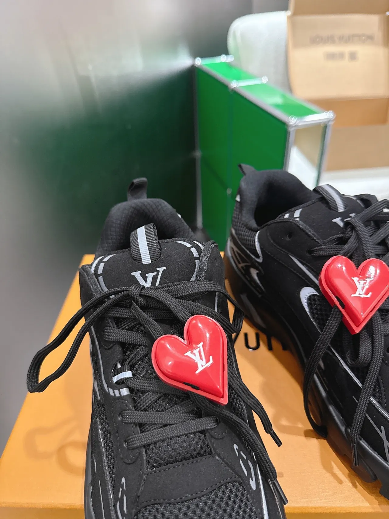 Louis Vuitton Run Away Black Red Mesh Upper Sculpted Sole Chunky Sneakers 6