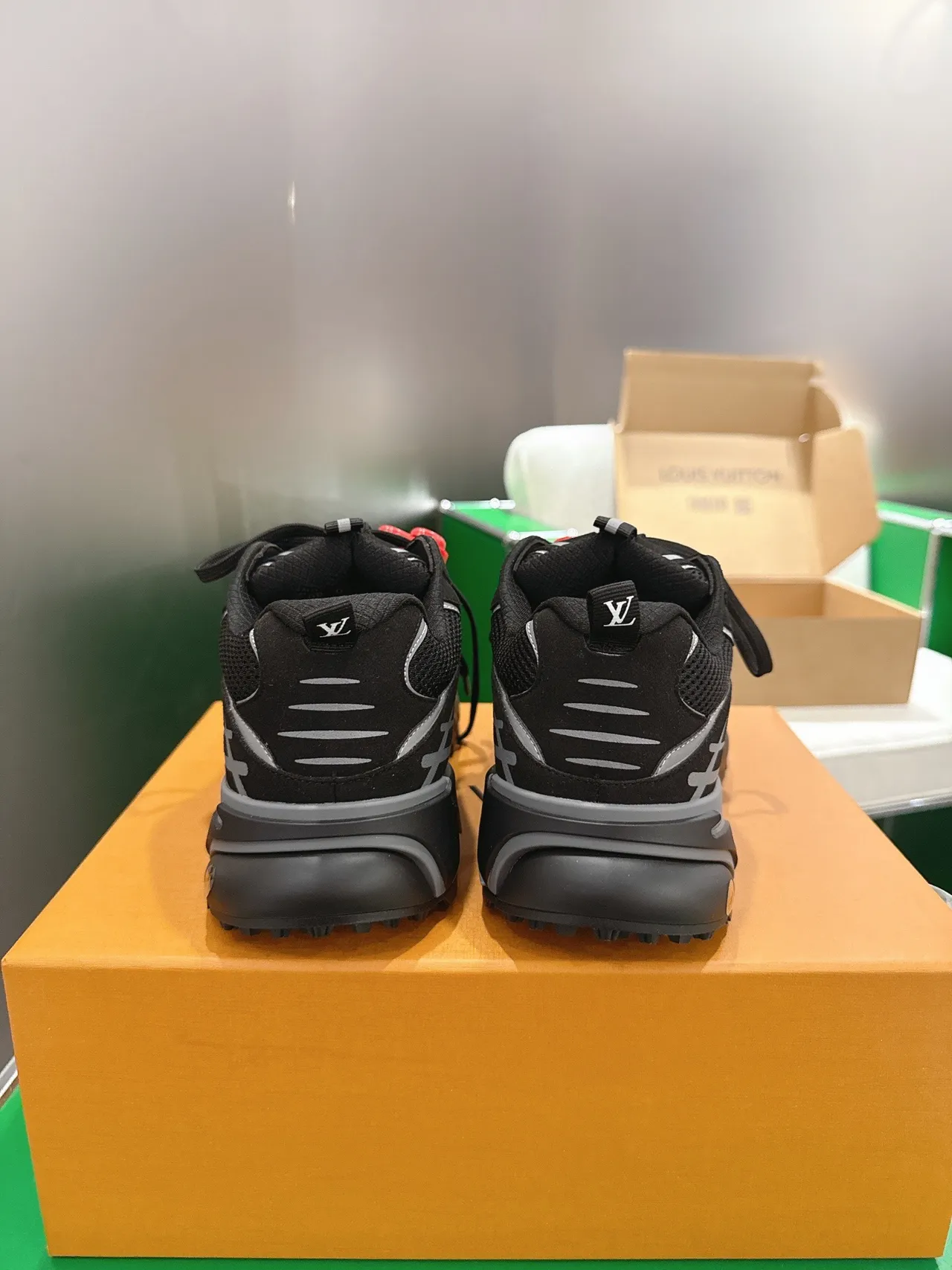 Louis Vuitton Run Away Black Red Mesh Upper Sculpted Sole Chunky Sneakers 8