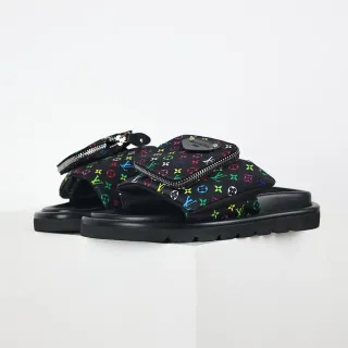 Louis Vuitton Run Away बहुरंगी मोनोग्राम स्लाइड जूते