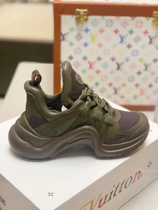 Louis Vuitton Run Away Olive Green Chunky Sneakers 3