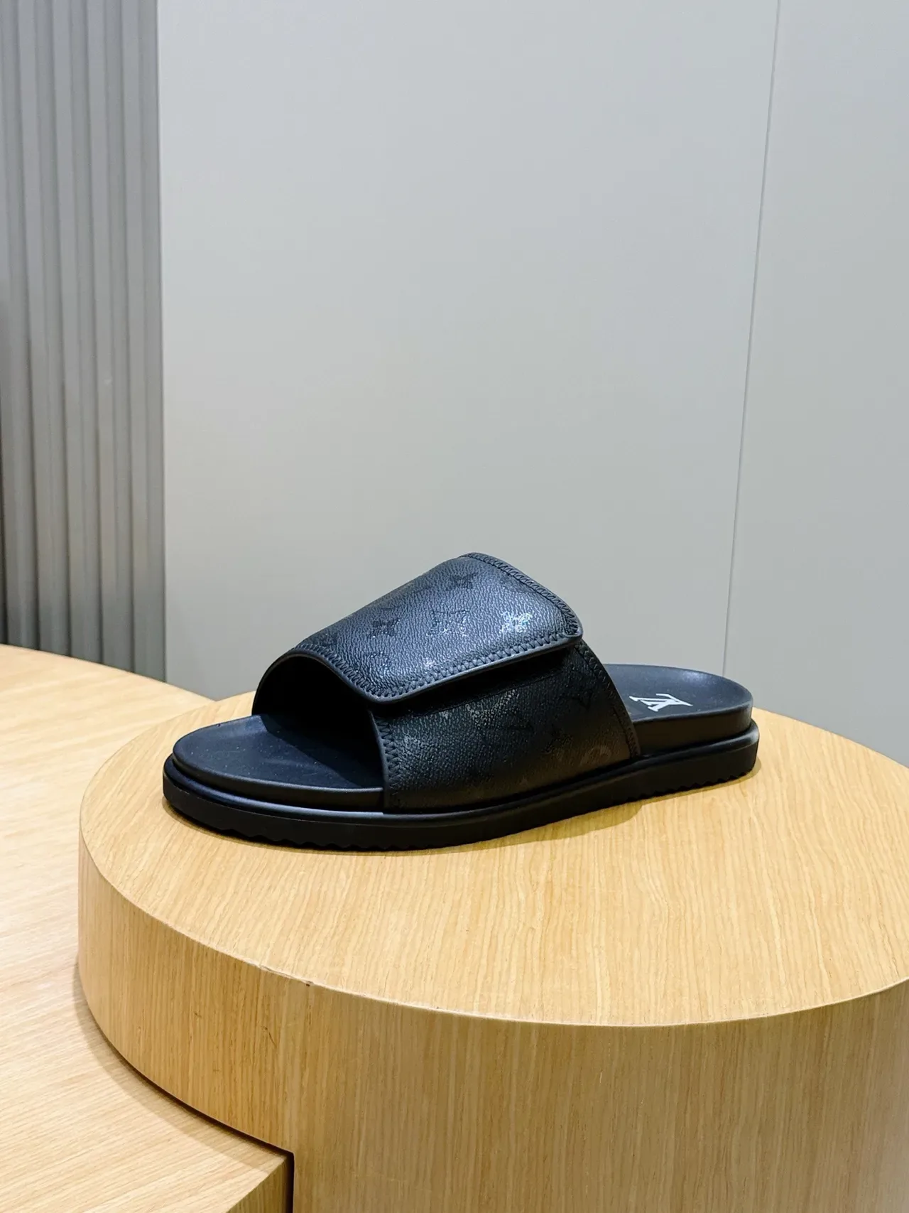 Louis Vuitton Run Away Slide Black Monogram Leather Slippers 3