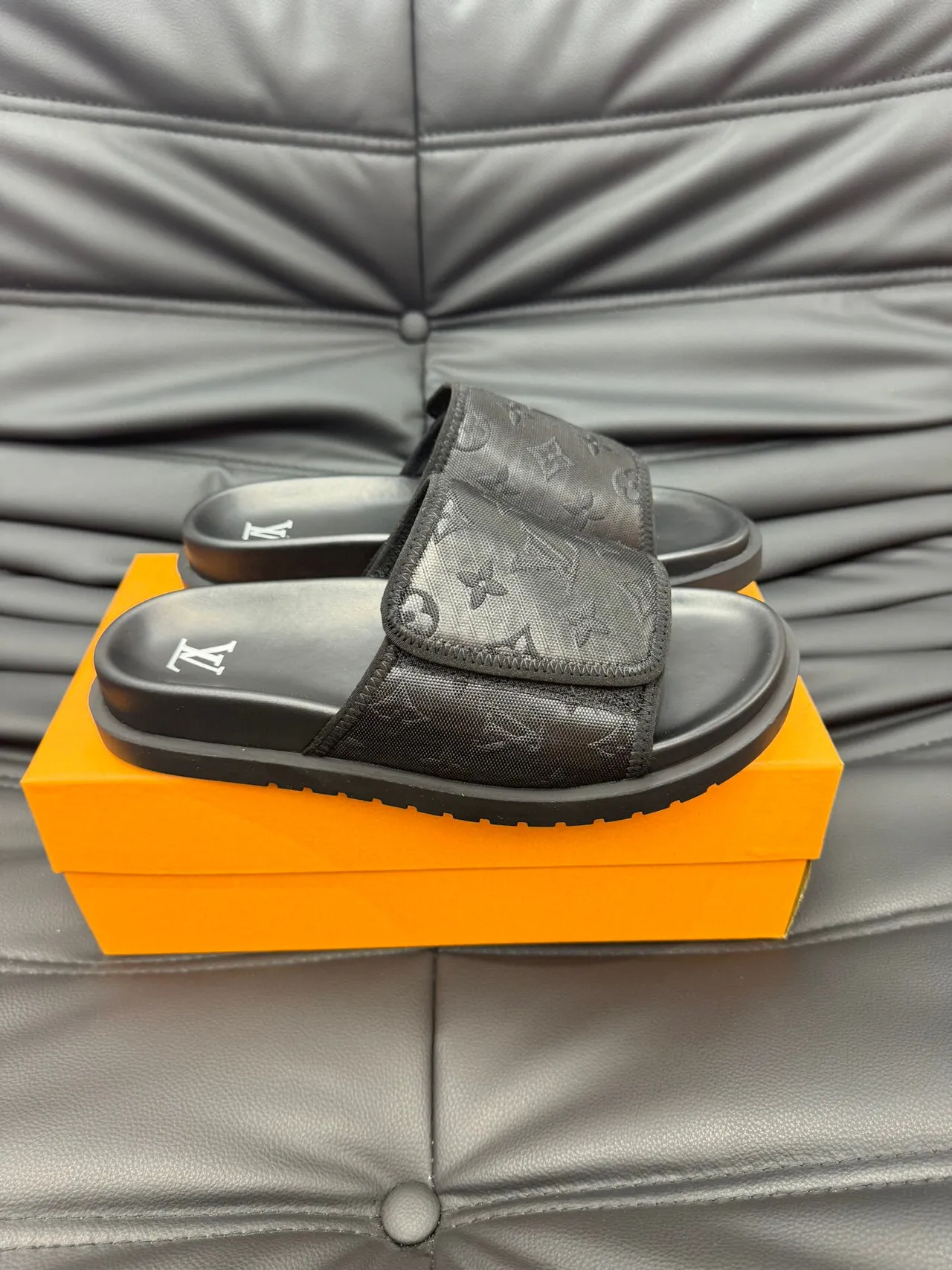 Louis Vuitton Run Away Slide Black Monogram Mesh Slipper 4