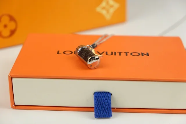 Louis Vuitton Silver Black Chain Cylindrical Locket Pendant Necklace 4