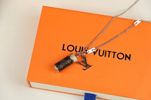 Louis Vuitton Silver Black Chain Cylindrical Locket Pendant Necklace 5