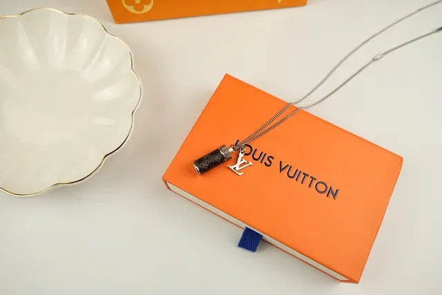 Louis Vuitton Silver Black Chain Cylindrical Locket Pendant Necklace 8