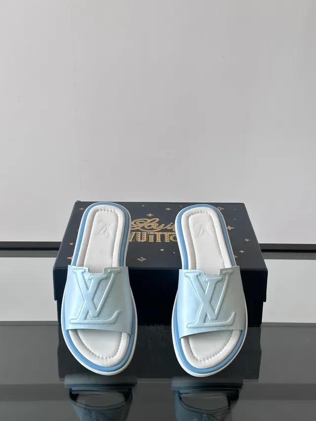 Louis Vuitton Silver Black Monogrammed Strap Metallic Finish Slippers 7