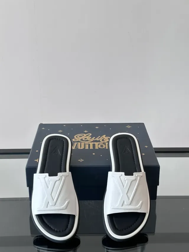 Louis Vuitton Silver Black Monogrammed Strap Metallic Finish Slippers 9