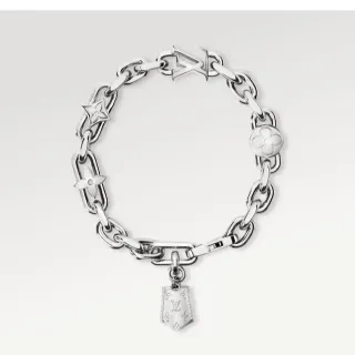 Pulsera Louis Vuitton de cadena gruesa con enlaces grabados al monograma en plata