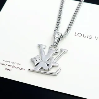 Louis Vuitton Silver Metal Monogram-Integrated Pendant Necklace