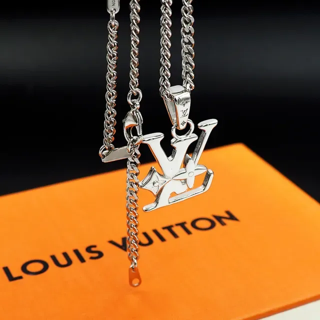 Louis Vuitton Silver Metal Monogram-Integrated Pendant Necklace 5