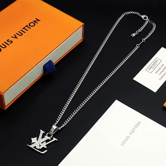 Louis Vuitton Silver Metal Monogram-Integrated Pendant Necklace 11