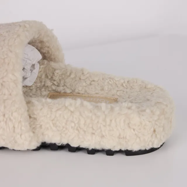 Louis Vuitton Slides Cream Shearling Pink Monogram Slipper 4