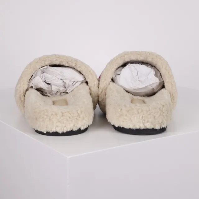 Louis Vuitton Slides Cream Shearling Pink Monogram Slipper 8