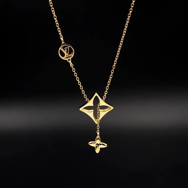 Louis Vuitton Star Necklace Gold Blue Chain Pendant Necklace 2