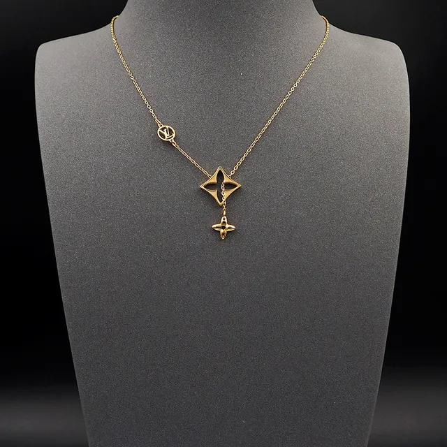 Louis Vuitton Star Necklace Gold Blue Chain Pendant Necklace 3