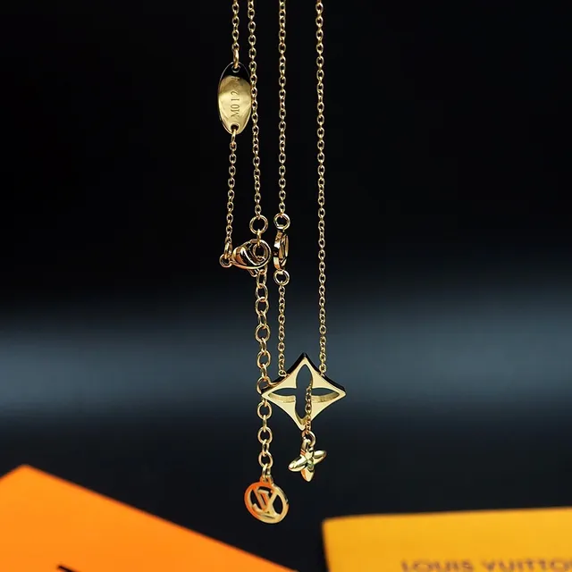 Louis Vuitton Star Necklace Gold Blue Chain Pendant Necklace 4